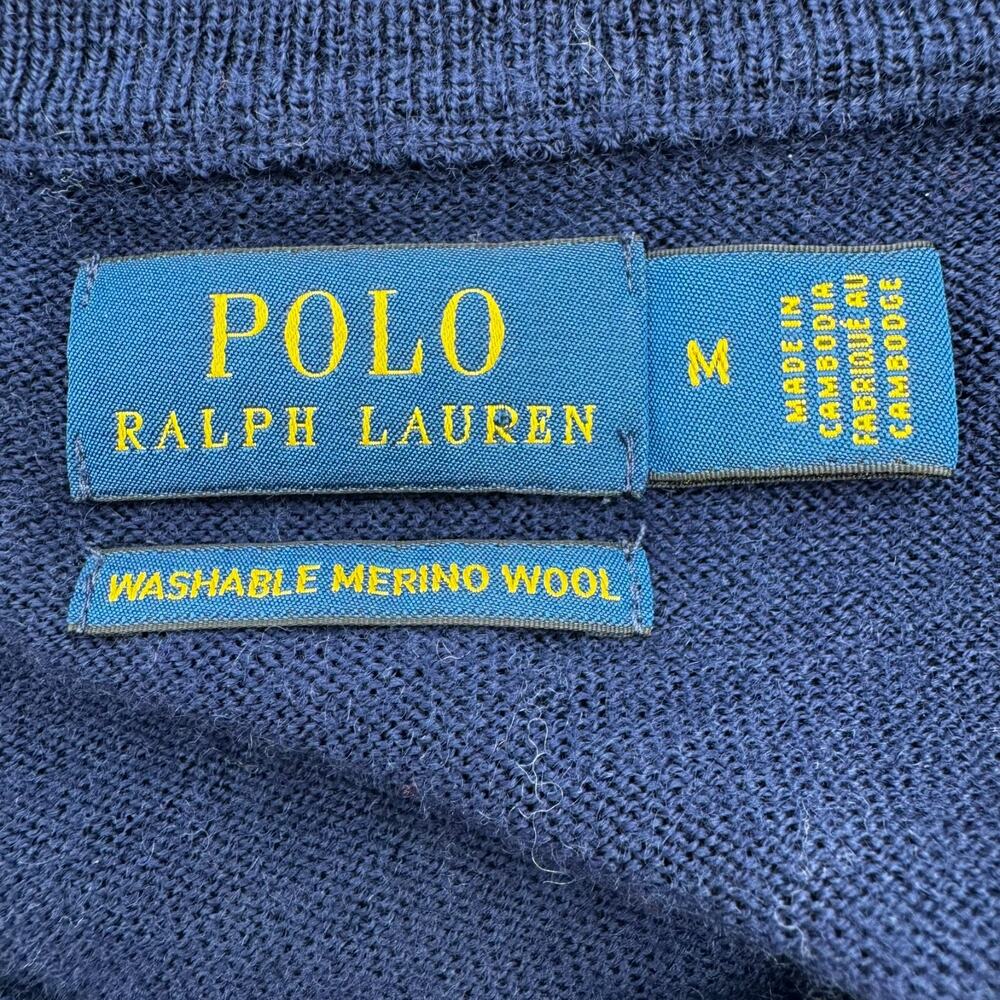 POLO RALPH LAUREN Women's Medium Navy White Pink Merino Wool LOVED Pony Sweater - Picture 4 of 10